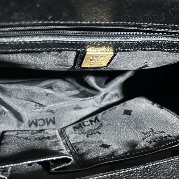 MCM Black Satchel with Gold Accents - Picture 8 of 9